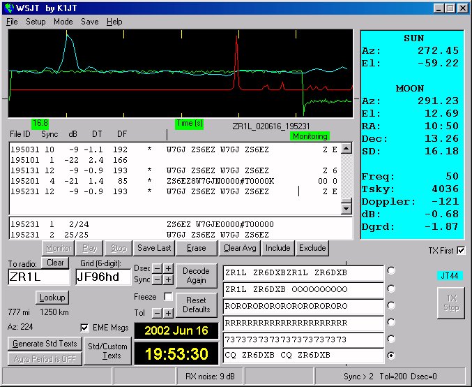 Signals from W7GJ while running with ZS6ES